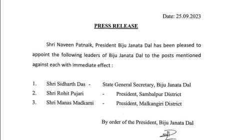 ବଦଳିଲେ ବିଜେଡିର ସମ୍ବଲପୁର ଓ ମାଲକାନଗିରି ଜିଲ୍ଲା ସଭାପତି 