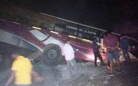 ଘନ କୁହୁଡ଼ି ଯୋଗୁଁ ଓଲଟିଲା ଘରୋଇ ଯାତ୍ରୀବାହୀ ବସ୍, ୨ ଗୁରୁତର